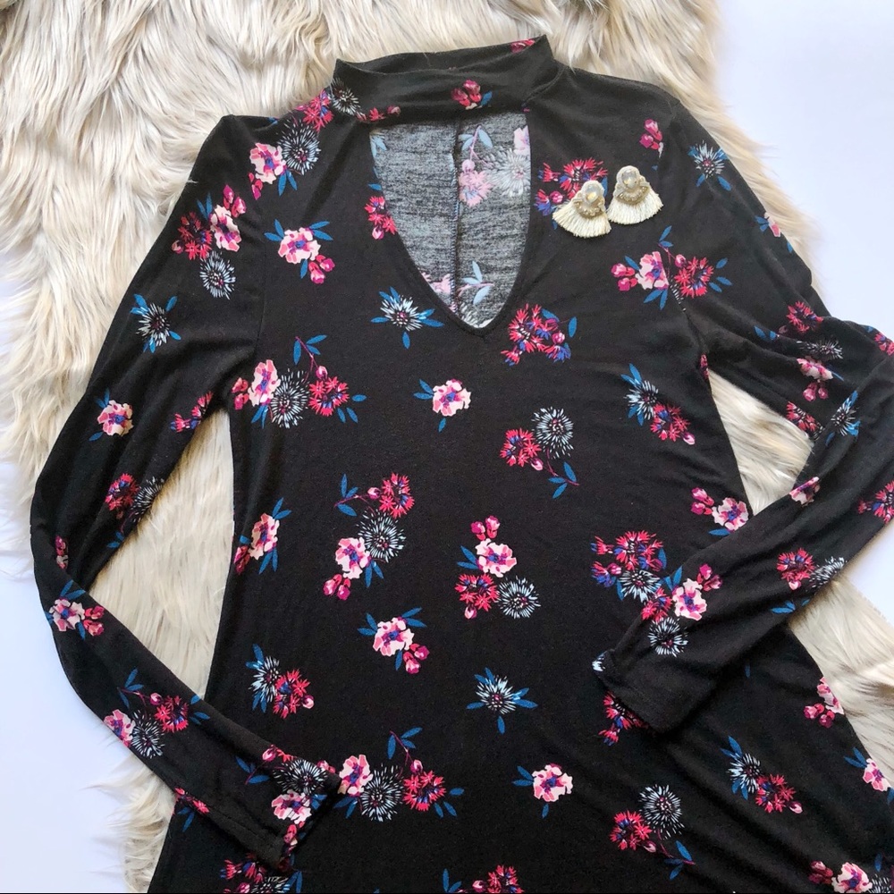 Express Choker Skater Dress Floral Print